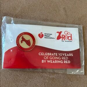Go Red For Women 10 Year Anniversary Red Dress Pin Wear Red Campaign AHA